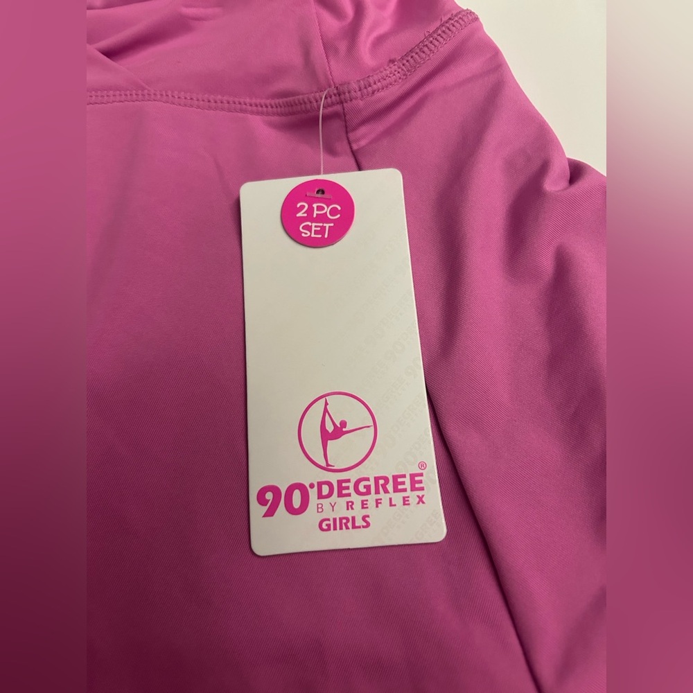 New 90 Degree by Reflex Girls 2 Piece Skort Set Pink White Girls size L (12) - Picture 6 of 16